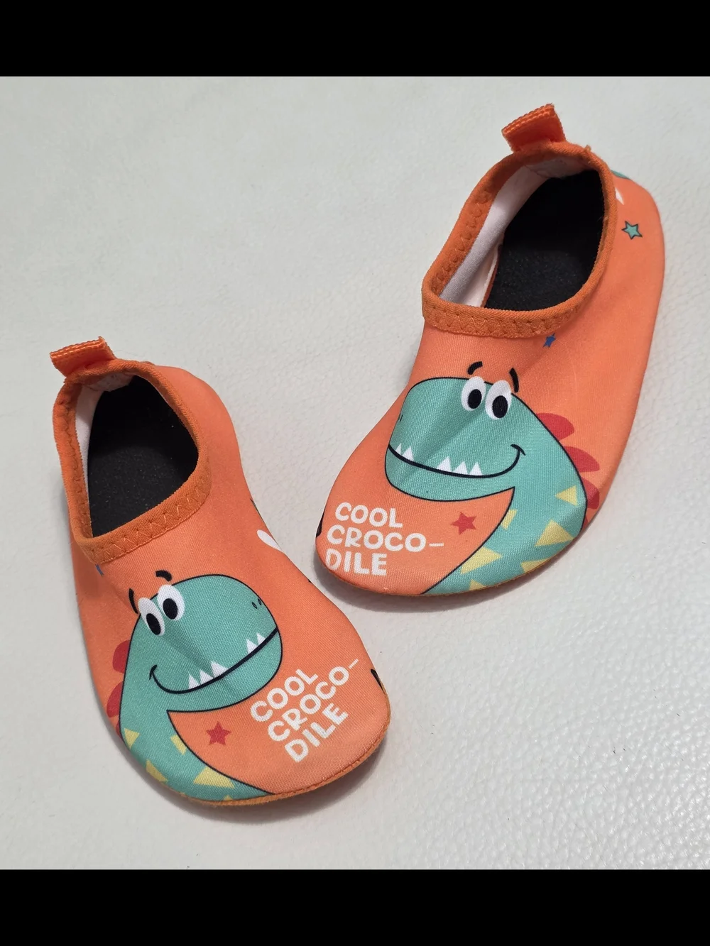 Kids Orange 'Cool Crocodile' Slip-On Water Shoes Size 5½ 6 Toddler Or 24/25 Asia